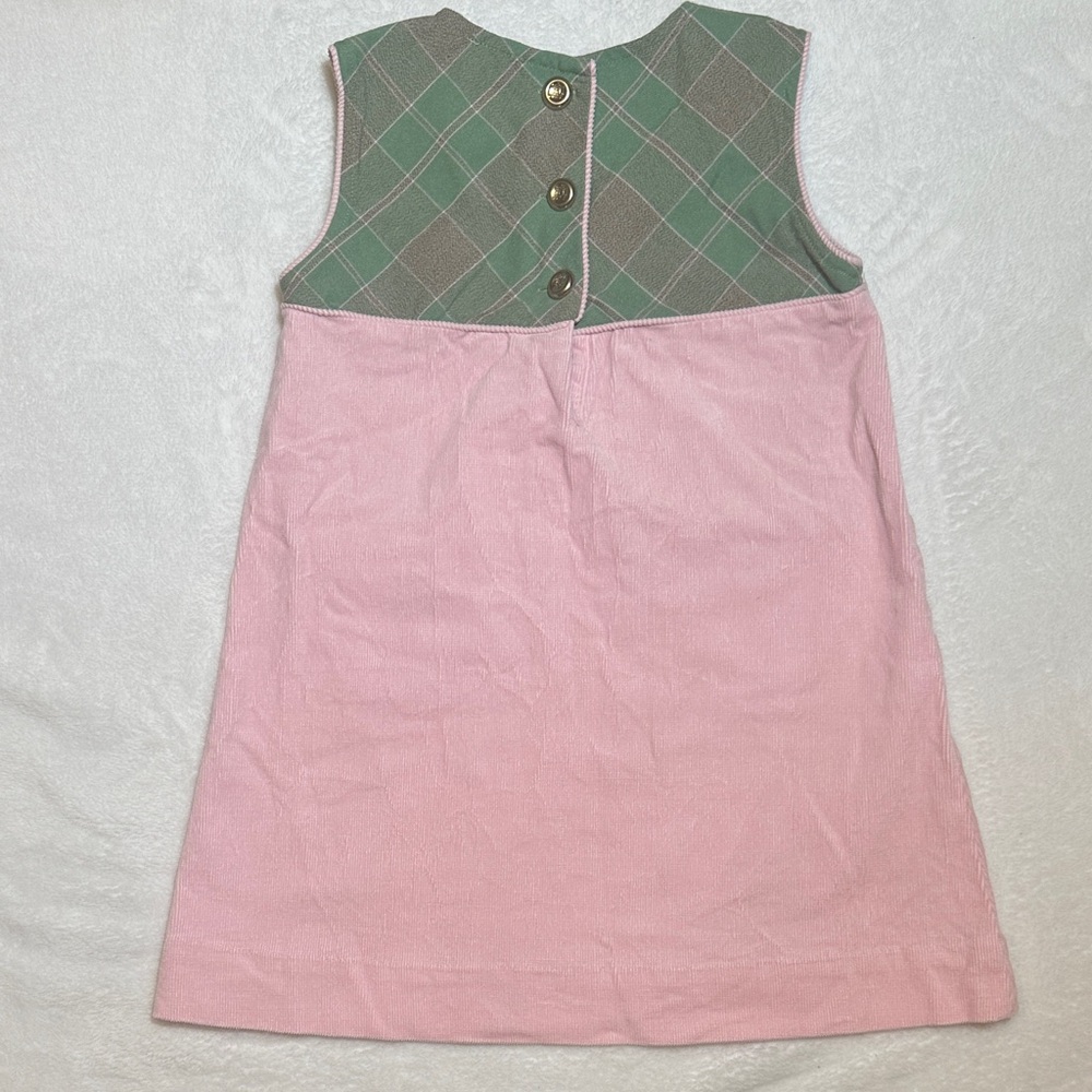 EUC The Beaufort Bonnet Co. pink & green plaid cord bottom jumper size 6 - Picture 2 of 3